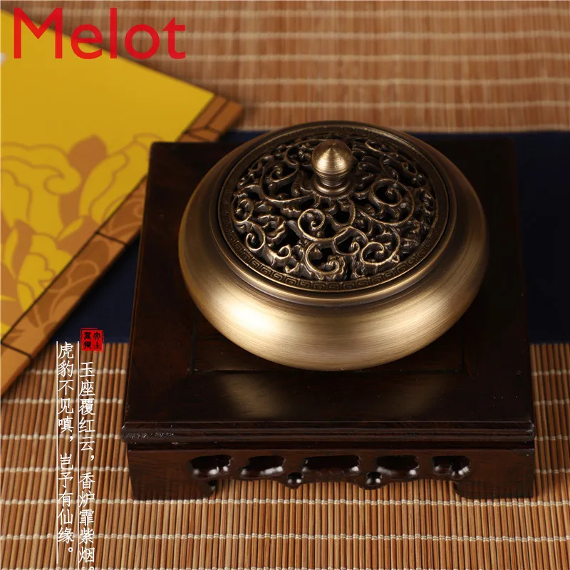 

Pure Copper Incense Burner Household Indoor Air Purification Antique Incense Burner Sandalwood Stove Tea Room Buddha Incense