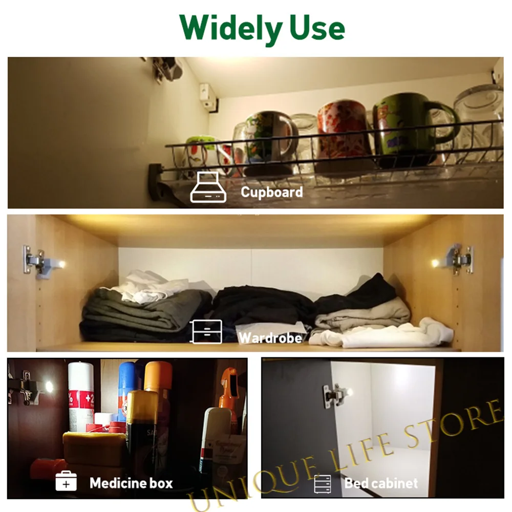10pcs universal cabinet hinge led light kitchen cupboard door light closet wardrobe sensor night lamp home living room lighting free global shipping
