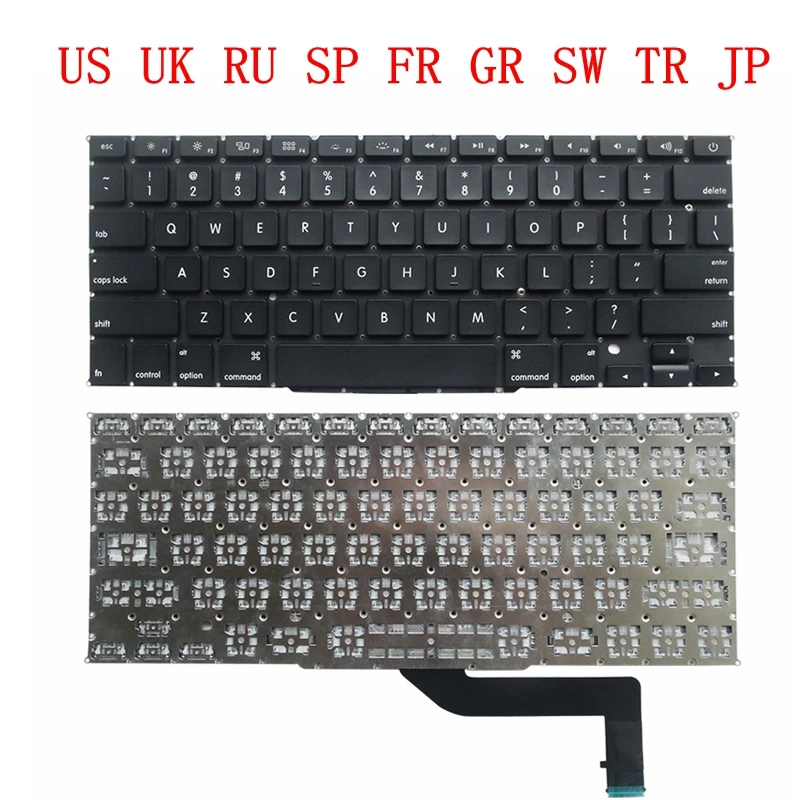 

New US UK TR JP Russian Spain French German Sweden Replacement Keyboard For Macbook Pro Retina 15" A1398 2012 2013 2014 2015