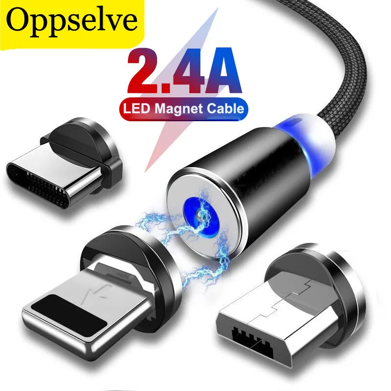 

Oppselve Magnetic Micro USB Cable For iPhone Samsung Android Mobile Phone Fast Charging USB Type C Cable Magnet Charge Wire Cord