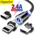 Магнитный кабель Oppselve Micro USB Type-C для iPhone, Samsung, Android, мобильный телефон, кабель для быстрой зарядки, Магнитный зарядный провод, шнур