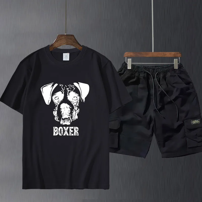 

Men's short sleeve suit pants Boxer Dog T Shirt Boxer Dog Dad T-Shirt Printed Casual Tee Shirt Mens Cute 5x Cotton Short Sleeves