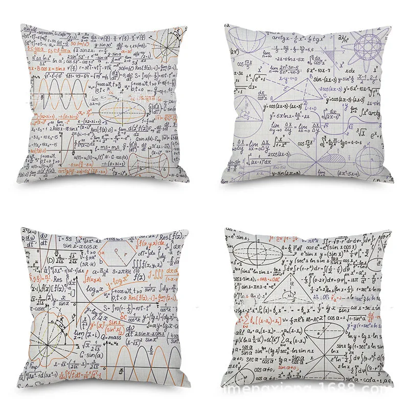 

Льняная наволочка с принтом математической формулы, наволочка с имитацией конопляной подушки, декоративный Чехол для автомобильного диван...