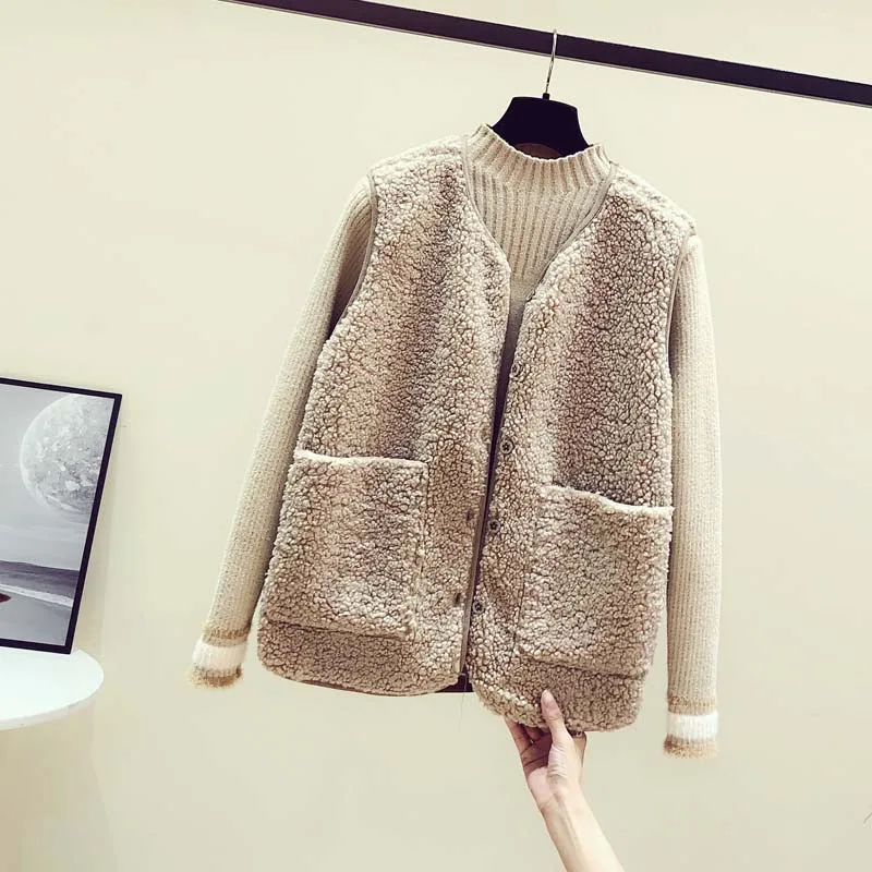 Жилет из меха ягненка для женщин Осень зима 2020 новый модный плюшевый жилет с