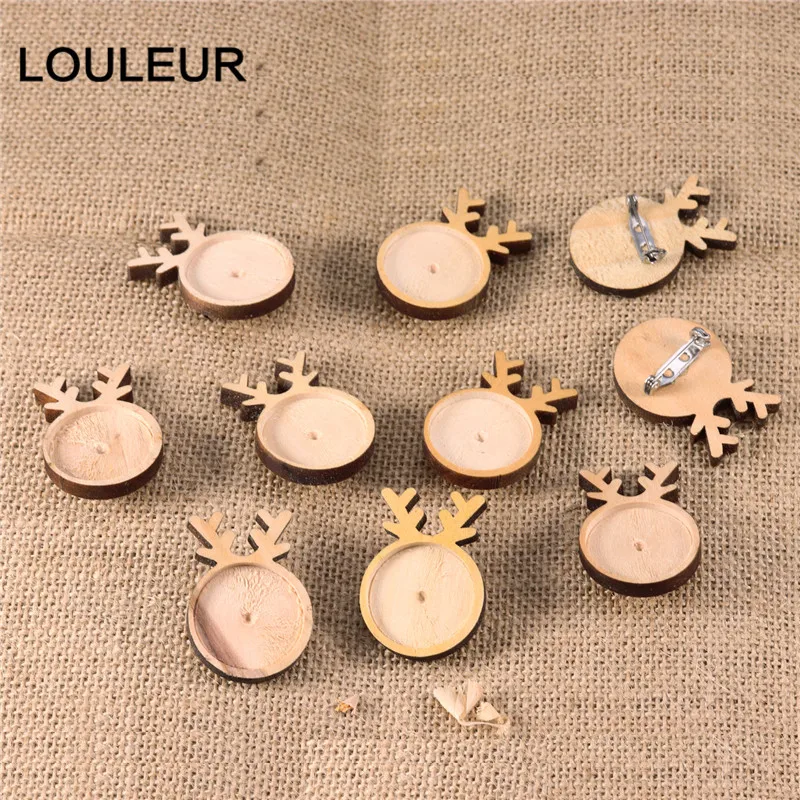 Louleur простой дерево Кабошон Базовые параметры брошки DIY Олень в форме скрепки рождественские броши ободок лоток материал для изготовления украшений