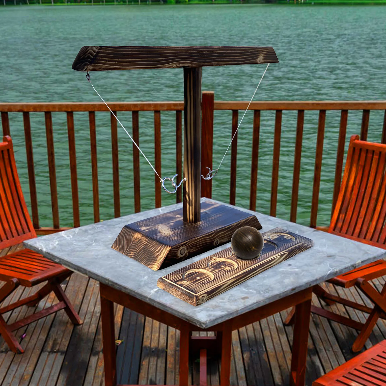 

Party toys Leisure Industrial Style Bar Drink Shop Handmade Wooden Ring Toss Hooks Fast-paced Interactive Game For Bars Home Hot