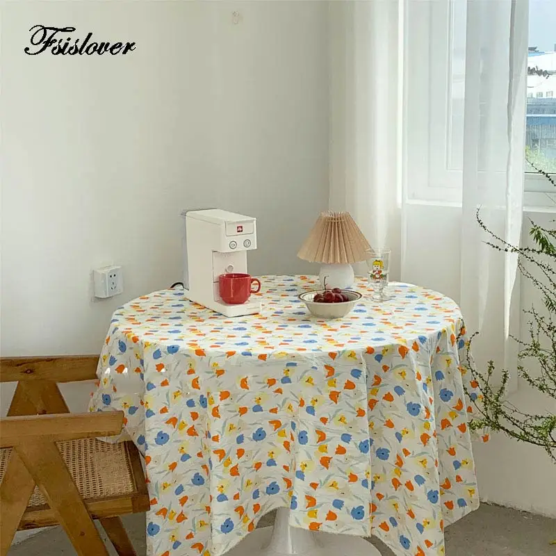 FSISLOVER INS Tulip Table Cloth Cotton Chic Tablecloth Photography Backdrops Dining Room Cover Korea Picnic Clothh | Дом и сад