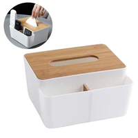 multifunctional bamboo cover pen remote control tissue box cover rack desk storage box container suitable for home andoffice use