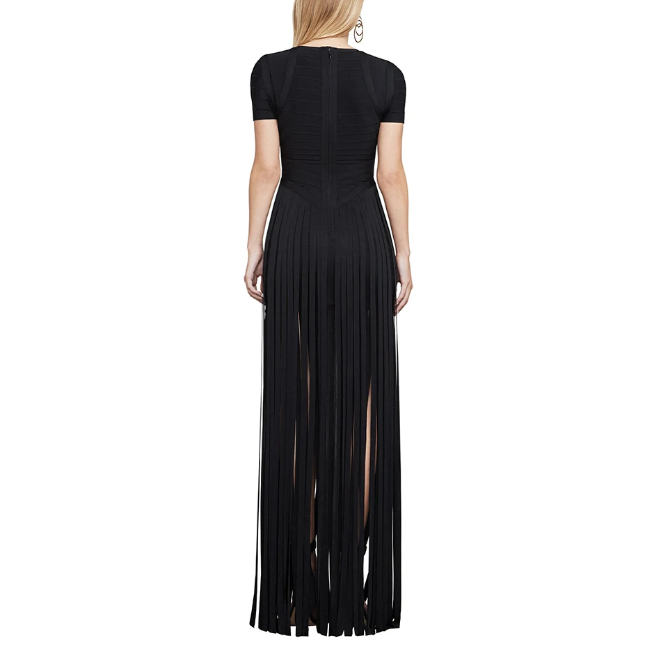 Новинка 2019 Черное женское Бандажное платье соблазнительное с коротким рукавом и