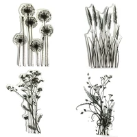 metal dies with clear stamp plant flower reed scrapbook paper cards diy ink painting stencil painting handcrafts album soft seal