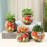 4pcsset coarse pottery hand painted flowerpot household garden breathable plant pot vase planter desktop ornaments