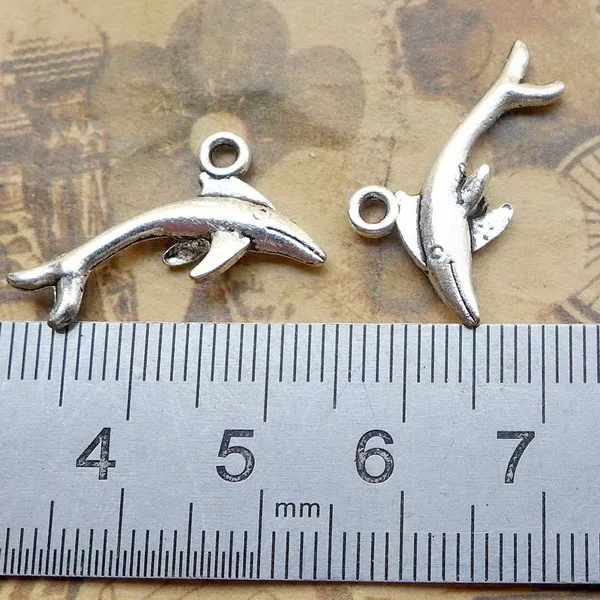 

Supplies For Jewelry Making 20pcs 12.5x24mm Antique Silver Color Dolphin Charms