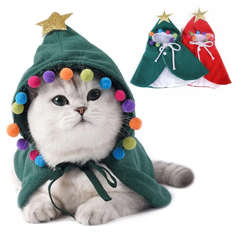 

New Fashion Cat Clothes Creative Cats Cloak Hooded Winter Outfit For Christmas Party Photos Props Kitten Costume Cat Accessories
