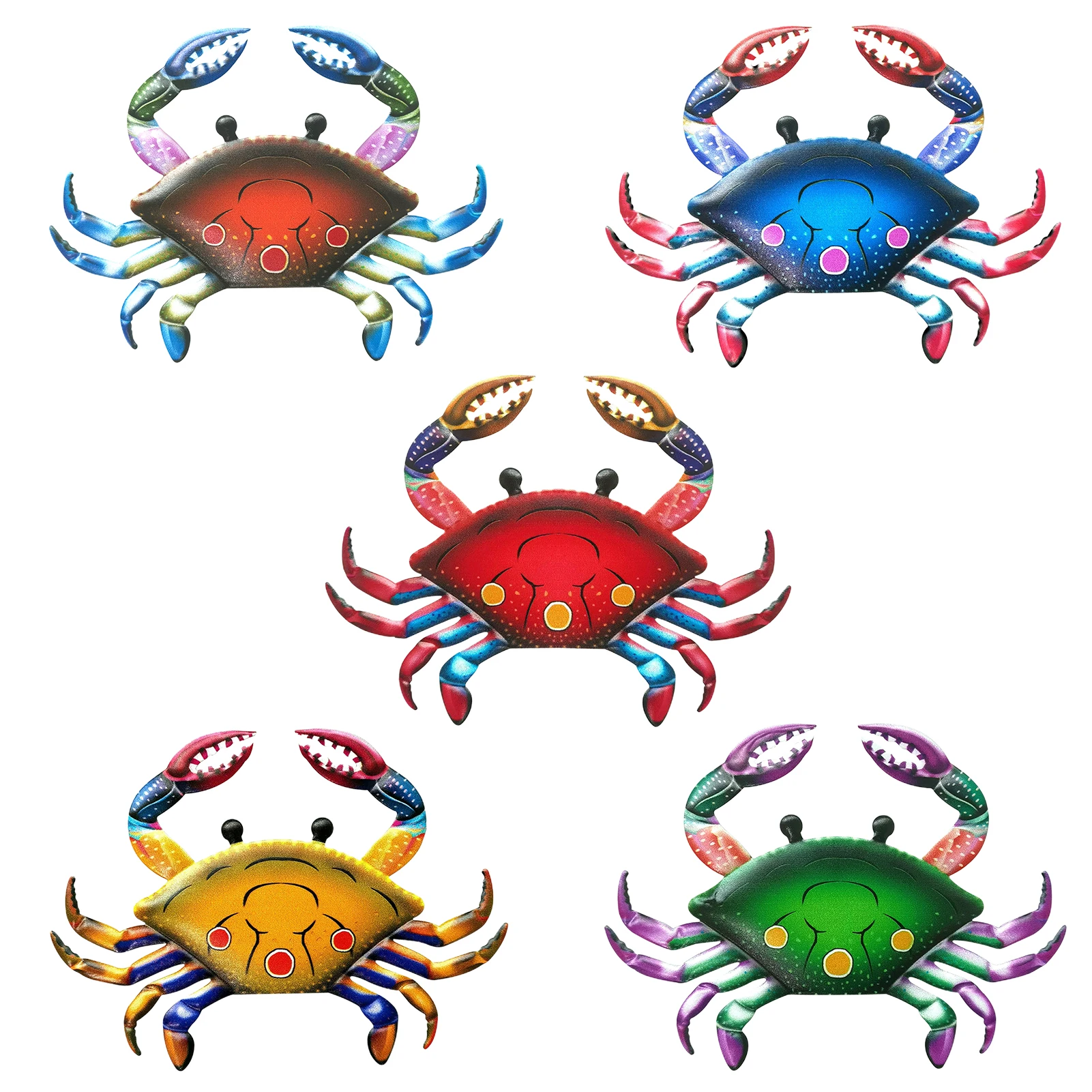 

5pcs Metal Crab Life Like Patio Iron Art Handcrafted Wall Decor Bedroom Balcony 3D Indoor Outdoor Hanging Sculpture Simulation