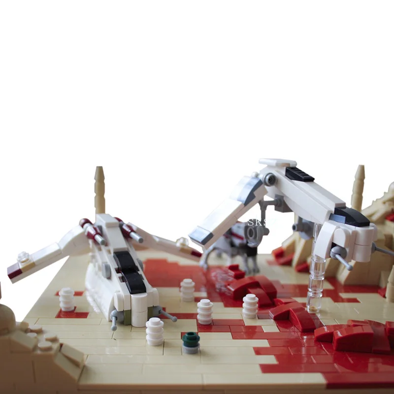

Diy Star Series Wars Simulation Battlefielde Model Battle of Geonsis LAAT and AT-TE Spacecraft Building Block Kid Brick Idea Toy