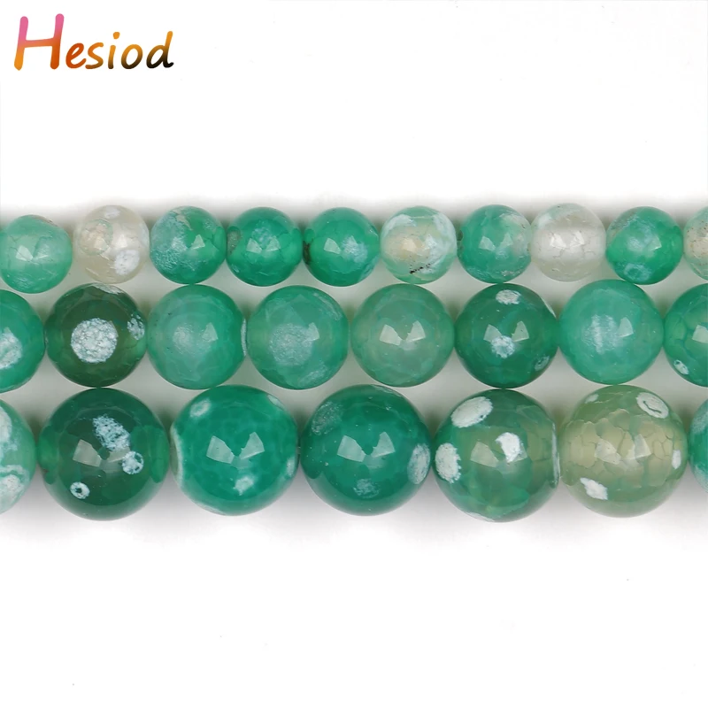 

Hesiod Natural Green Fire Dragon Agates Beads Round Loose Stone Beads 6/8/10mm for Jewelry Making DIY Bracelet 15'' Strand