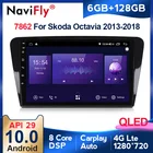 DSP 4GLTE 6 + 128G 8-ядерный Android 10 QLED экран мультимедийный для Skoda Octavia 3 A7 2013 - 2018 автомобильный радиоприемник с навигацией gps плеер
