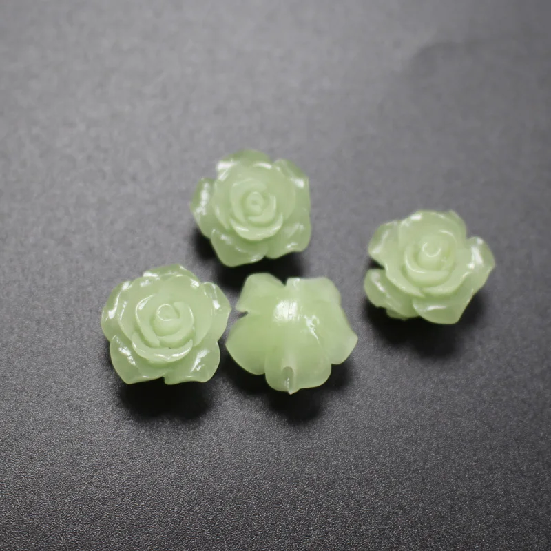 Mint green 10 шт. 12 мм 15 мм коралловые бусины Camelia коралловые Цветочные бусины кабошон многоцветные для изготовления ювелирных изделий - Цвет: Mint green