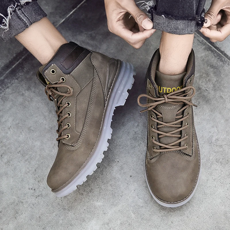 Мужские кожаные ботинки Мартин брендовая Повседневная Уличная обувь высокого