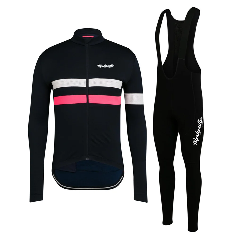 

Wyndymilla Winter Cycling Jersey Suit Fleece Jacket SET Ciclismo Warm Unisex Outdoor Sportswear Resist Strong Winds Against Cold