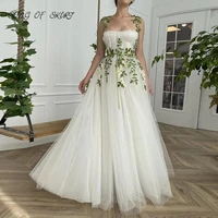 elegant mori girl pure white wedding prom dresses green leaf applique sling lady evening party gown robe de soir%c3%a9e femme