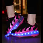 Кроссовки со светодиодными колесами для детей, для мальчиков и девочек, с usb-зарядкой, светящиеся роликовые туфли с подсветкой на двойных колесах, детская обувь для скейта, тенниса