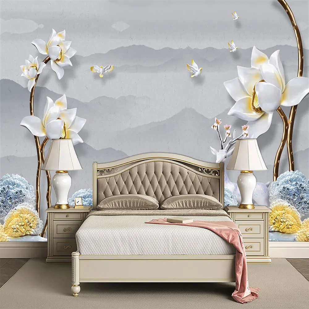 Украшение текстильные обои современный минималистичный рельефный Пион цветок