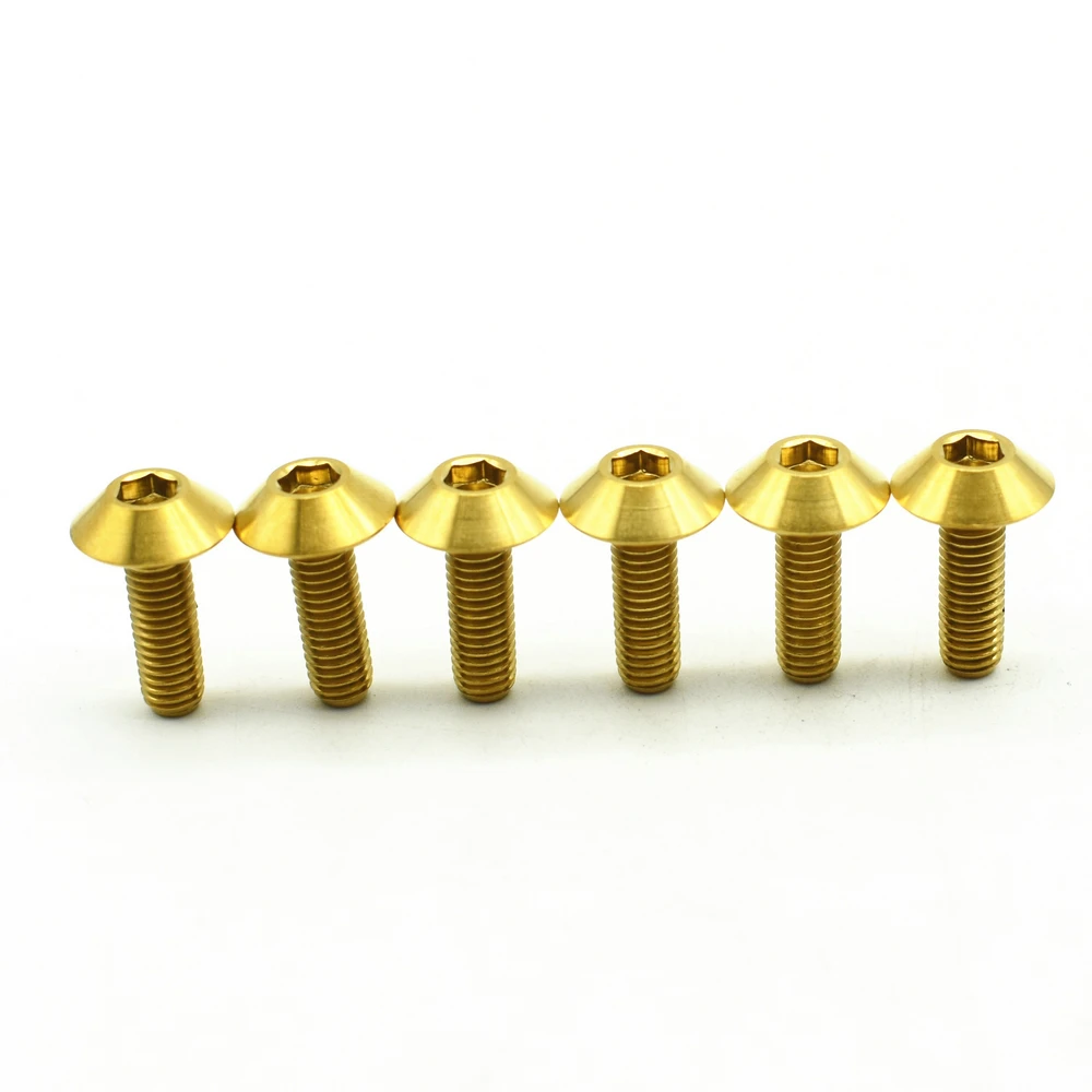 Титановые болты M5 M5x15mm тормозной болт Ti DIY разноцветный зонтик Шестигранная розетка титановые винты Ti крепеж 6 шт