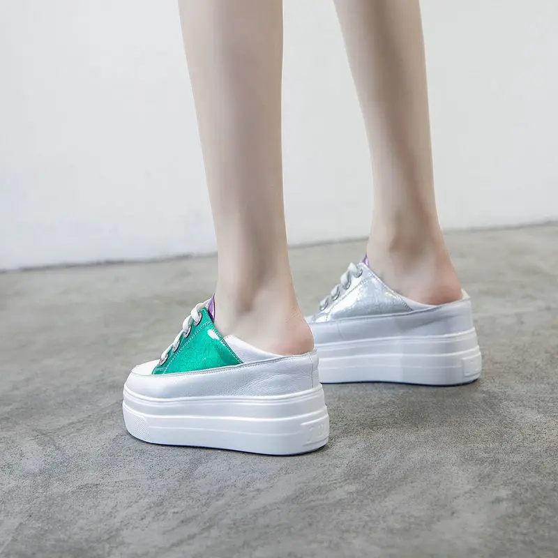 Женские кроссовки новинка подходящие цвета толстые белые для бега увеличивающие