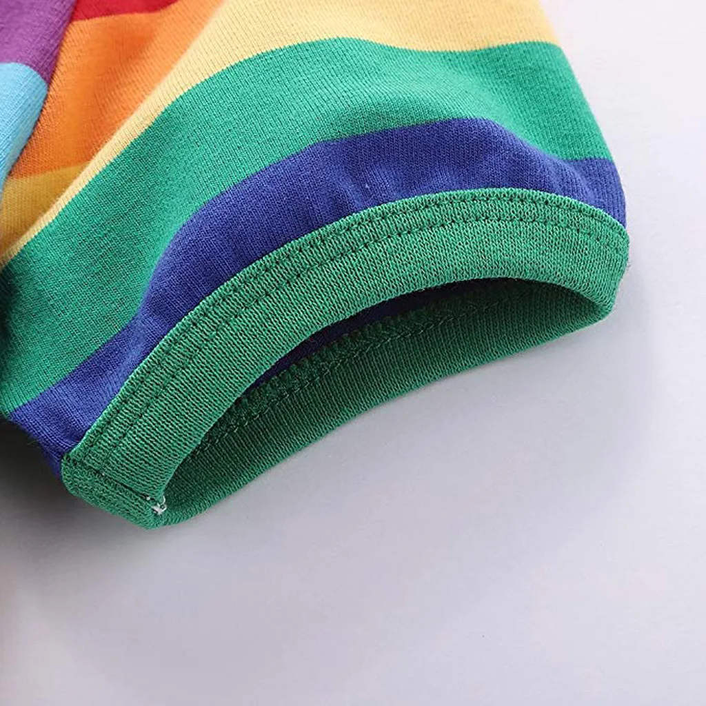 Одежда с короткими рукавами и радугой для маленьких девочек Удобные топы Зимняя