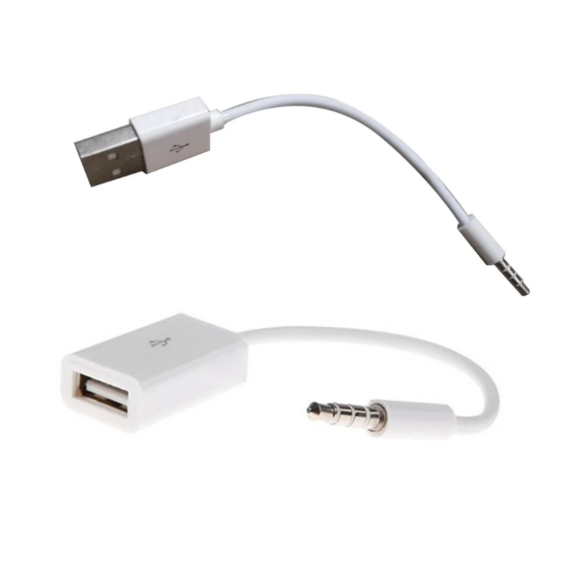 

6XDB 2 Styles 5mm AUX Plug Male to USB 2.0 Female OTG Adapter Converter Cable for Playing Music with U-Disk in Your Car