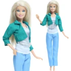 3 шт.компл. кукольный наряд, пальто с длинным рукавом, жилет, брюки, синие брюки, повседневная одежда для Барби, аксессуары для кукол, игрушка для девочек