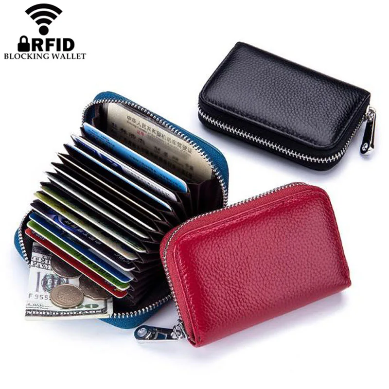 

Модный чехол унисекс из натуральной кожи с защитой RFID для кредитных карт, кошелек для мужчин и женщин, женский кошелек с держателем для карт