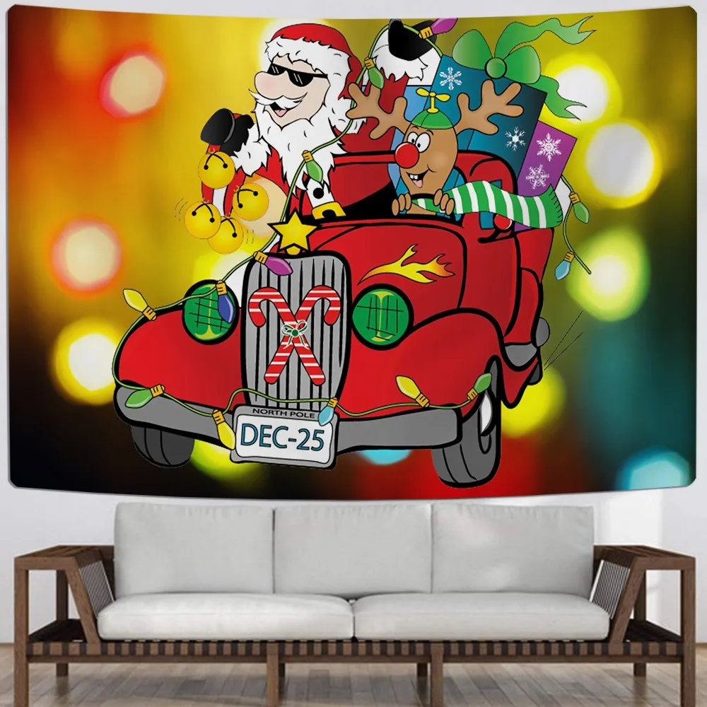 

3D Print Santa Claus Tapestry Wall Merry Christmas Hanging Wall Cartoon Tapestry Home Textile Wall Carpets Decor Tapestry