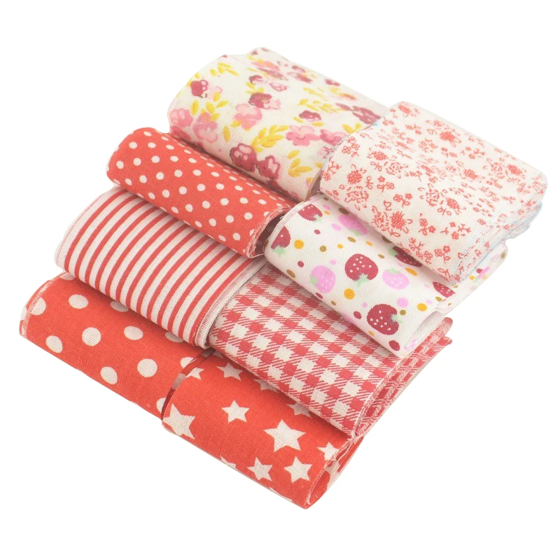 5CM*100CM Plain Fabric 8pcs/lot Jelly Roll Star Dot Strip Checks and Flowers Design Red Sets Strips Patchwork|fabric felt|fabric syntheticfabric poly