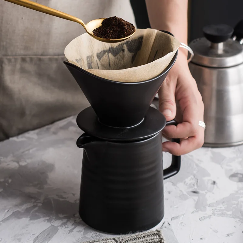 Керамический кофейник Meguro V60 термостойкий ручной работы с фильтром набор посуды
