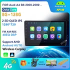 Автомагнитола на Android 10 для Audi A4 2 3 B6 B7 2000 - 2009 S4 2002 - 2008 RS4 2005 - 2009 без dvd стереоплеера AM RDS Carplay