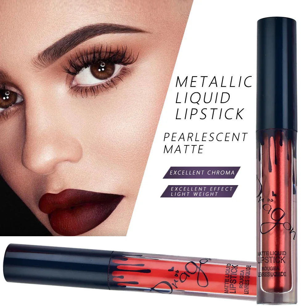 

1Pcs Glitter Shimmer Lipstick Long Lasting Waterproof Color Lip Gloss Beauty Cosmetic Metallic Luster Liquid Lipsticks