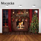 Mocsicka Рождественский камин фоны для фотографии деревенский кирпичный камин Рождественская елка Крытый праздник портрет фото фон