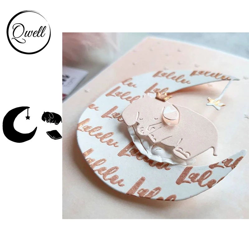 

QWELL Moon Hanging Star Elephant Pad Metal Cutting Dies DIY Scrapbooking Crafts Card Making Template Embossing Dies 2020 New