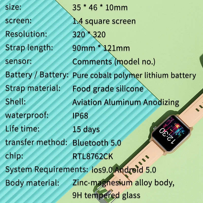 

Smart Watch Fitness Watch Smart Watch IP68 Waterproof for Android Ios with Heart Rate Monitor