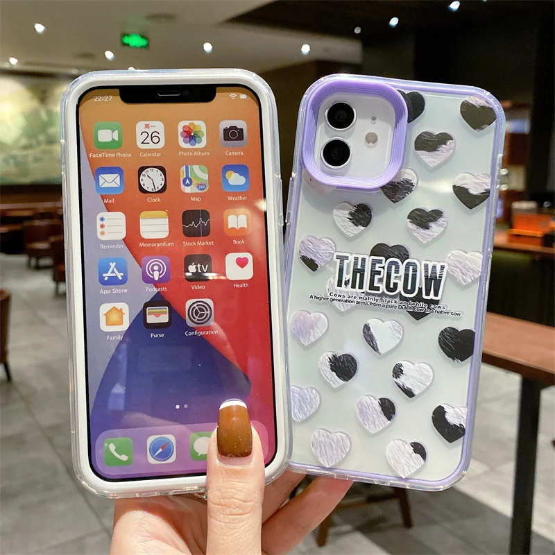 

Fashion Cute Cartoon Love Heart Cases For iphone 12 Pro Max 13 Mini 11 Pro XR XS Max X 6 7 8 Plus Soft Lovely Clear Back Cover