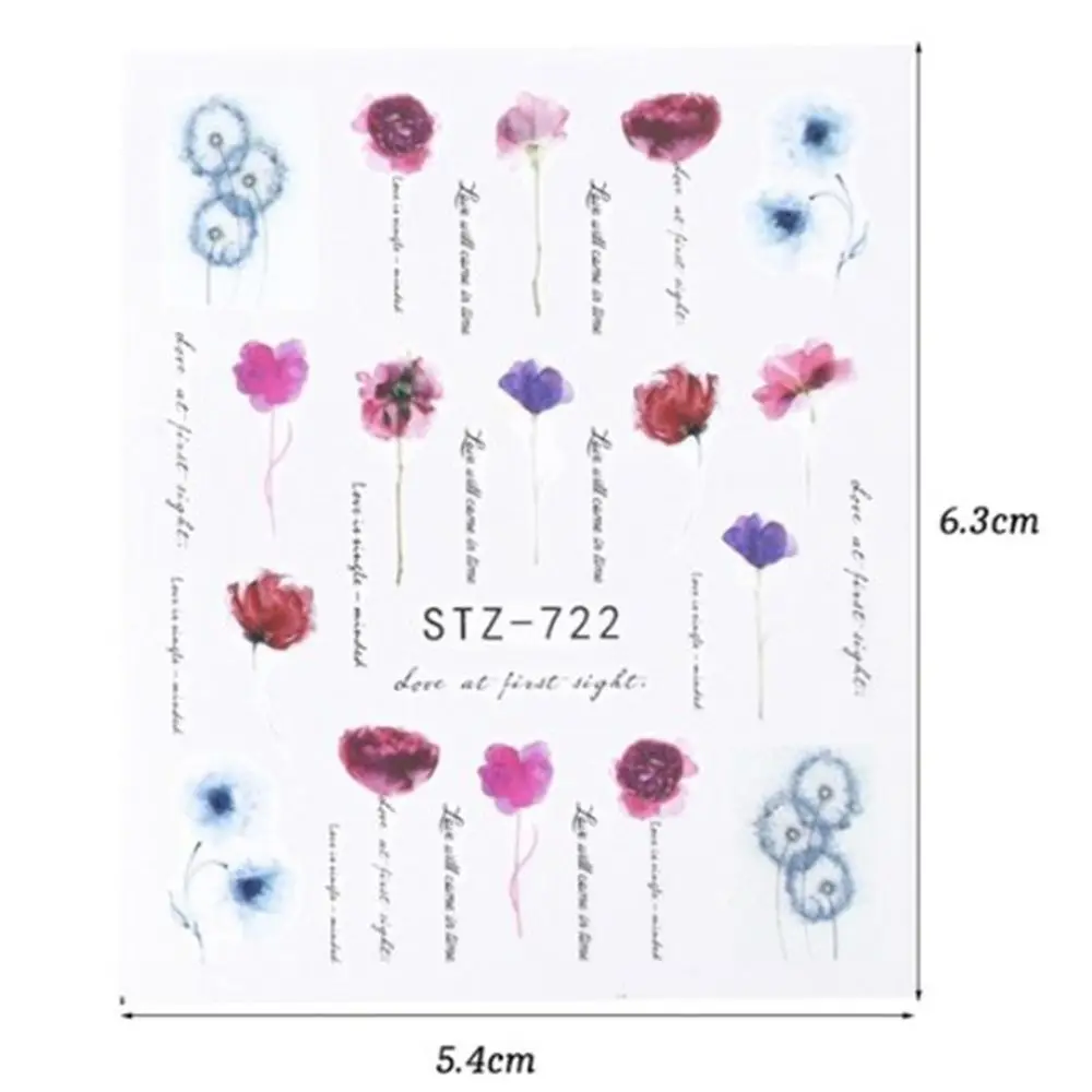 24 шт./компл. Цветочные наклейка на ногти водная Наклейка украшения для ногтей