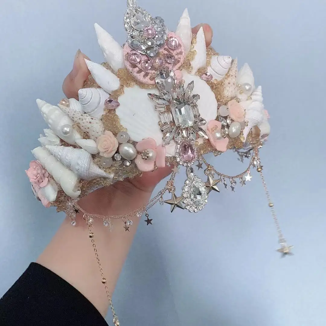 Головной убор Русалка ореол жемчужная оболочка Корона гребешок раковина