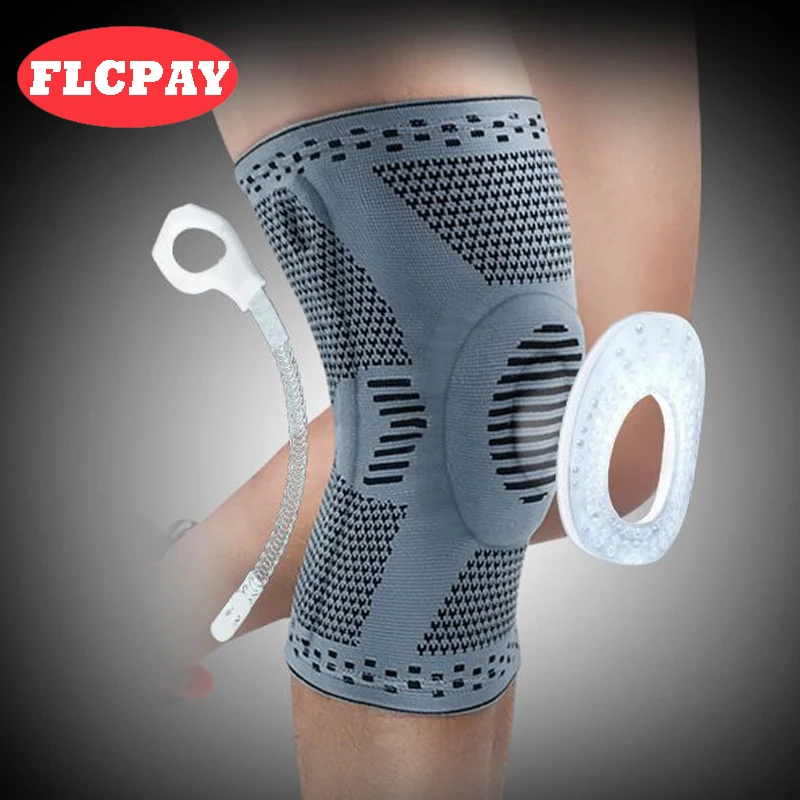 

1pc Patella Knee Protector Brace Silicone Spring Knee Pad Basketball Knitted Compression Elastic Knee Sleeve Support Sports New