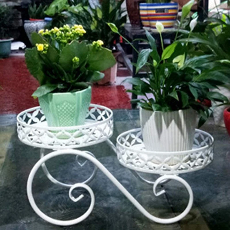 

Plant Stands Indoor Metal 2 Holder Metal Plant Pot Stand Flower Display Shelf Garden Patio Home Outdoor