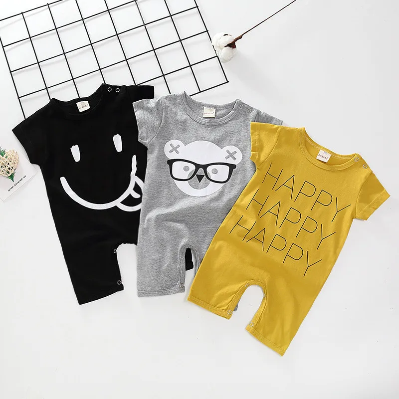 Комбинезон для маленьких девочек с рисунками животных летний хлопковый