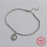 promotional price s925 sterling silver bracelet with exquisite portrait tag traditional round bead chain fashion womens jewelry