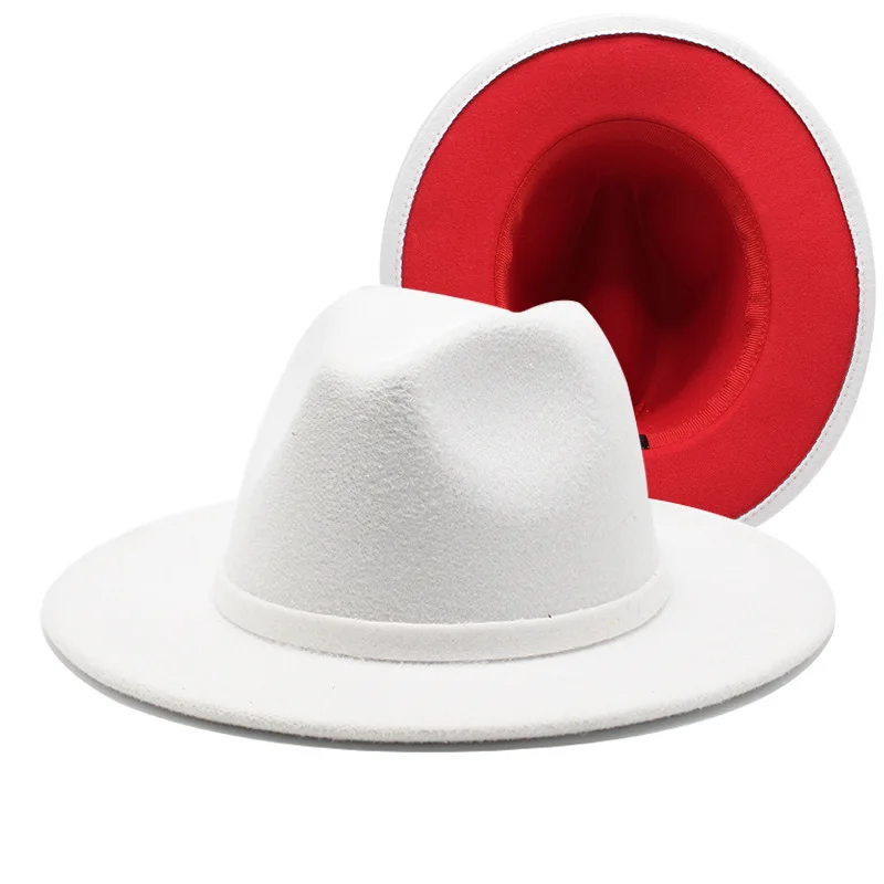 

35 colors Patchwork winter Women Unisex Panama Wool Felt Fedora Hats Ladies Wide Brim Party Trilby Cowboy Hat Fashion Jazz Cap