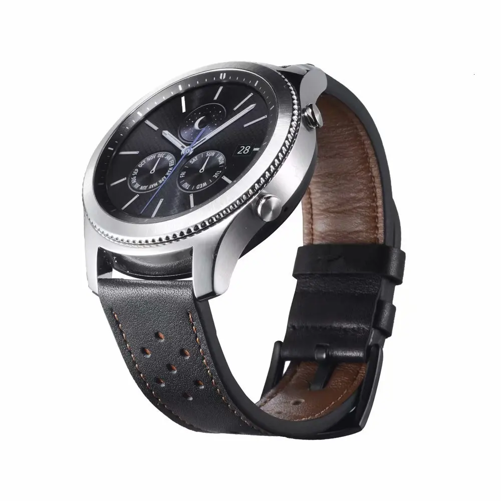 22 мм ремешок для часов для samsung gear S3 Frontier классический ремешок из натуральной кожи ремешок для мужчин и женщин Смарт часы заменить мужчин t браслет